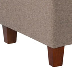Banc en bois capitonné et rembourré en tissu texturé avec rangement à charnière, marron