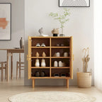 Buffet Moderne 4 Portes avec Rangement en Rotin