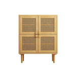 Buffet Moderne 4 Portes avec Rangement en Rotin