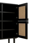 Buffet Moderne 4 Portes avec Rangement en Rotin