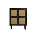 Buffet Moderne 4 Portes avec Rangement en Rotin