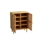 Buffet Moderne 4 Portes avec Rangement en Rotin