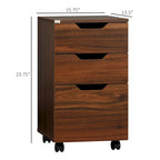 Meuble de rangement de bureau à 3 tiroirs, meuble bas de bureau avec roulettes pour chambre à coucher, salon, grain de bois marron
