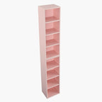 Tour de rangement multimédia à 8 niveaux, meuble de rangement CD/DVD fin avec étagères réglables, bibliothèque haute et étroite.