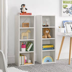 Tour de rangement multimédia à 8 niveaux, meuble de rangement CD/DVD fin avec étagères réglables, bibliothèque haute et étroite.