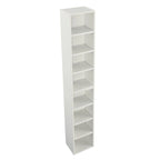 Tour de rangement multimédia à 8 niveaux, meuble de rangement CD/DVD fin avec étagères réglables, bibliothèque haute et étroite.