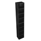 Tour de rangement multimédia à 8 niveaux, meuble de rangement CD/DVD fin avec étagères réglables, bibliothèque haute et étroite.