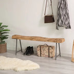 Banc d'appoint rustique en bois sculpté avec bûche naturelle