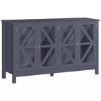 Buffet de rangement avec portes en verre trempé et étagère de rangement réglable, enfilade, gris