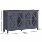 Buffet de rangement avec portes en verre trempé et étagère de rangement réglable, enfilade, gris
