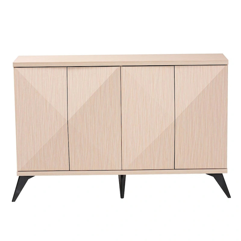 Buffet Bahut à 4 Portes Mid-Century Moderne en Bois Bicolore Marron Clair et Noir