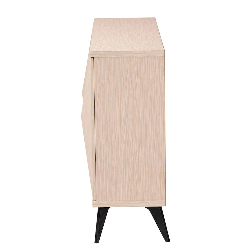 Buffet Bahut à 4 Portes Mid-Century Moderne en Bois Bicolore Marron Clair et Noir