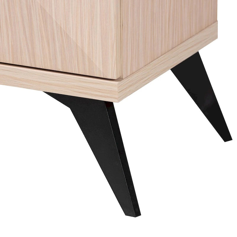 Buffet Bahut à 4 Portes Mid-Century Moderne en Bois Bicolore Marron Clair et Noir