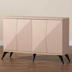 Buffet Bahut à 4 Portes Mid-Century Moderne en Bois Bicolore Marron Clair et Noir