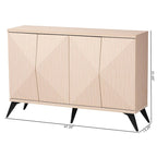Buffet Bahut à 4 Portes Mid-Century Moderne en Bois Bicolore Marron Clair et Noir