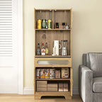 Buffet et vaisselier Accent Kitchen – Armoire de rangement en bois avec tiroir vitré et emplacement pour micro-ondes
