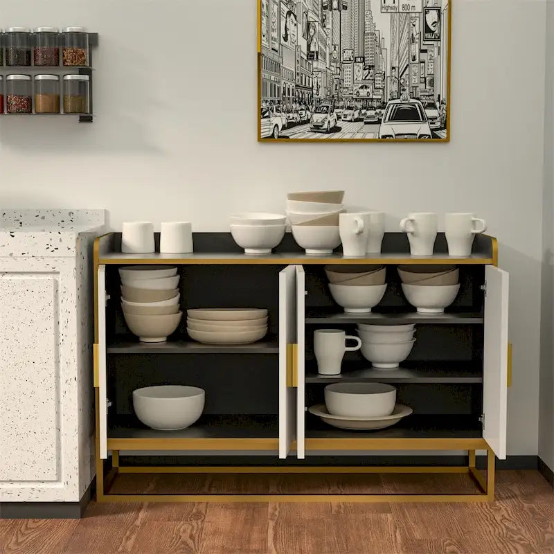 Meuble de rangement de cuisine moderne avec pieds en métal