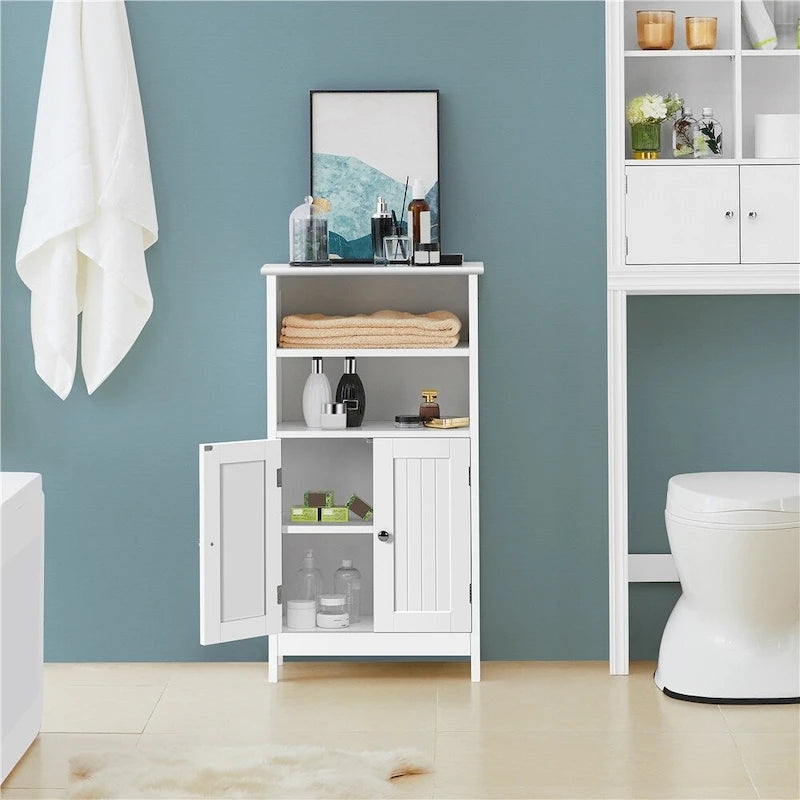 Meuble bas de salle de bain en bois à 5 niveaux avec étagère réglable