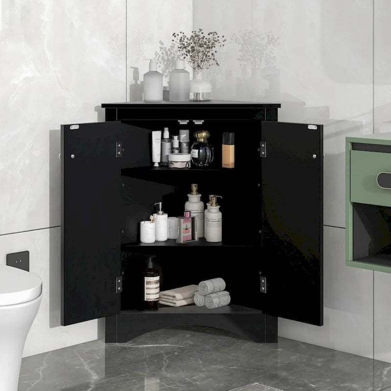 Meuble de rangement de salle de bain avec étagères réglables Meuble bas autoportant – 43,7L x 43,7l x 80H cm