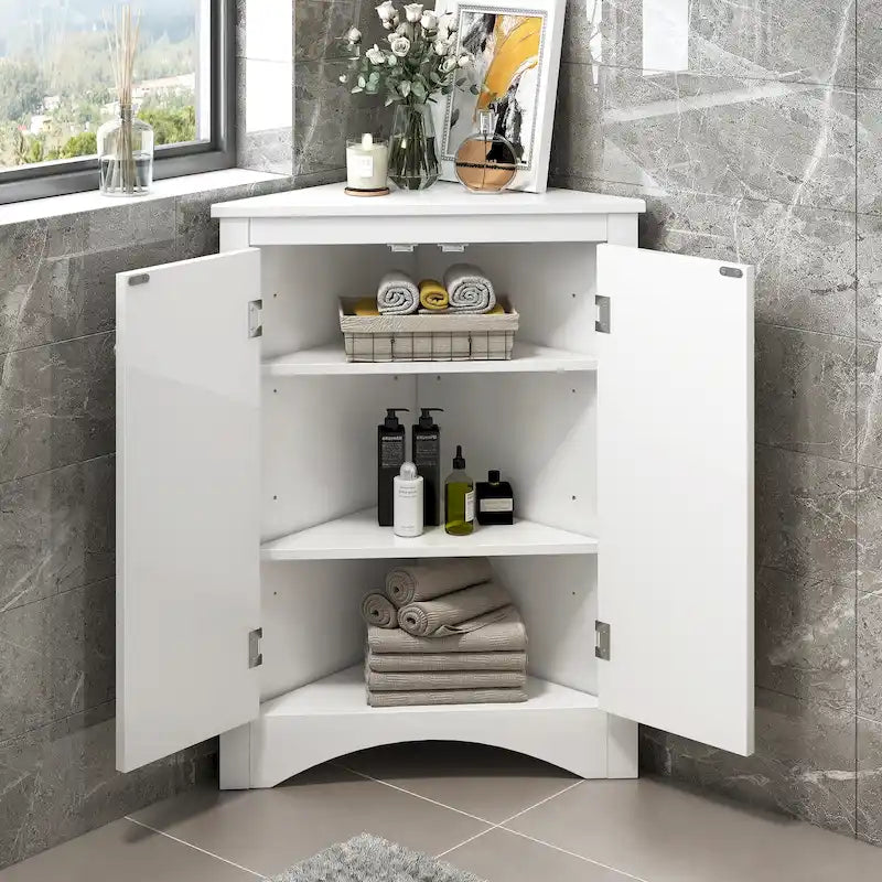 Meuble de rangement de salle de bain avec étagères réglables Meuble bas autoportant – 43,7L x 43,7l x 80H cm