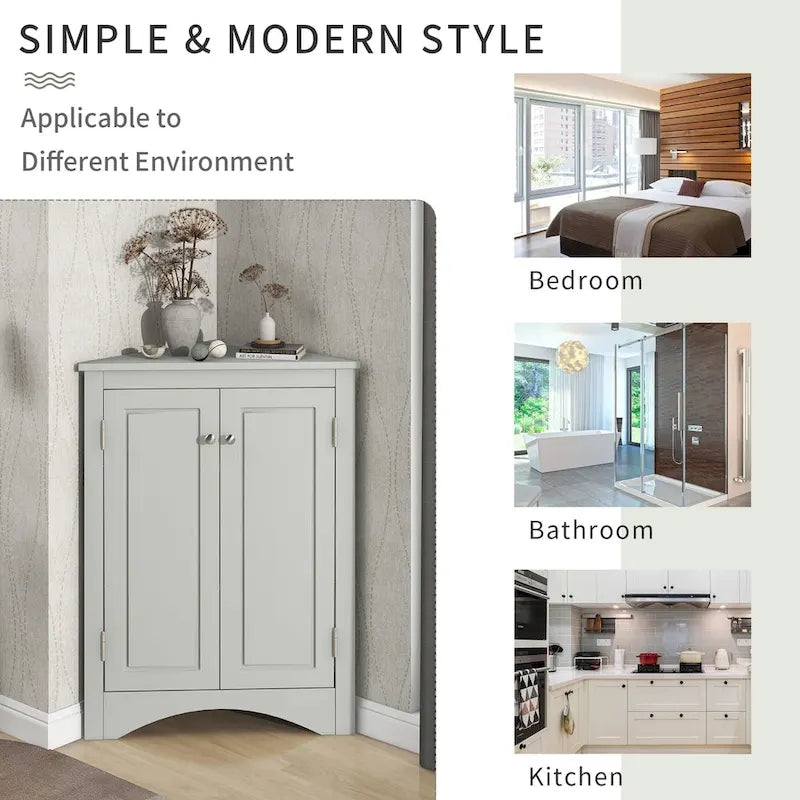 Meuble de rangement de salle de bain avec étagères réglables Meuble bas autoportant – 43,7L x 43,7l x 80H cm