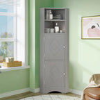 Meuble de rangement haut d'angle de salle de bain moderne en bois avec poignées métalliques