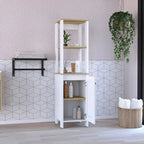 Meuble de salle de bain au sol, Meuble de rangement pour salle de bain, Deux étagères intérieures, Deux étagères ouvertes, Porte unique