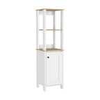 Meuble de salle de bain au sol, Meuble de rangement pour salle de bain, Deux étagères intérieures, Deux étagères ouvertes, Porte unique