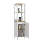 Meuble de salle de bain au sol, Meuble de rangement pour salle de bain, Deux étagères intérieures, Deux étagères ouvertes, Porte unique