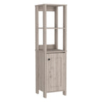 Meuble de salle de bain au sol, Meuble de rangement pour salle de bain, Deux étagères intérieures, Deux étagères ouvertes, Porte unique