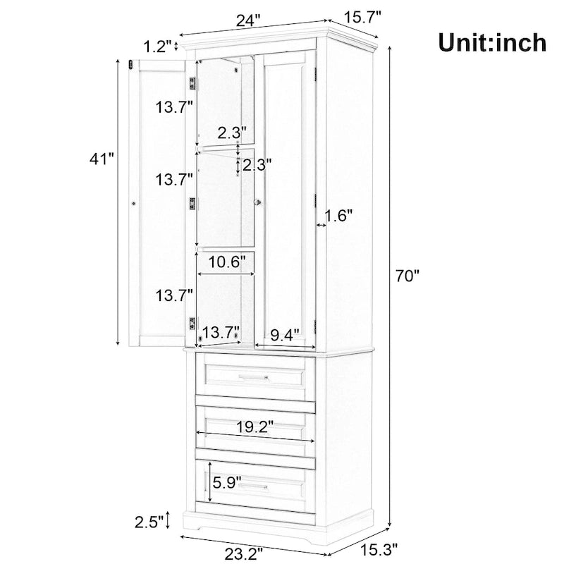 Armoire haute de rangement à trois tiroirs - S/O