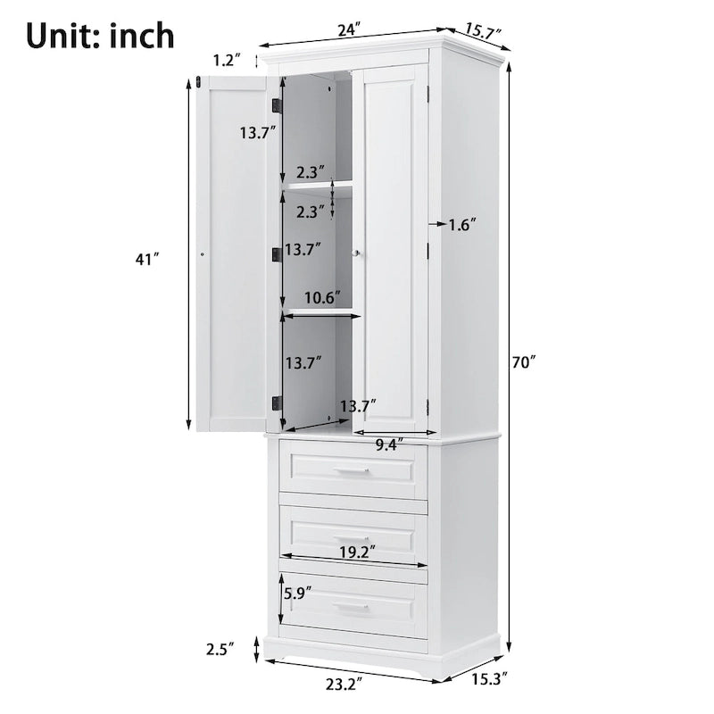 Armoire haute de rangement à trois tiroirs - S/O