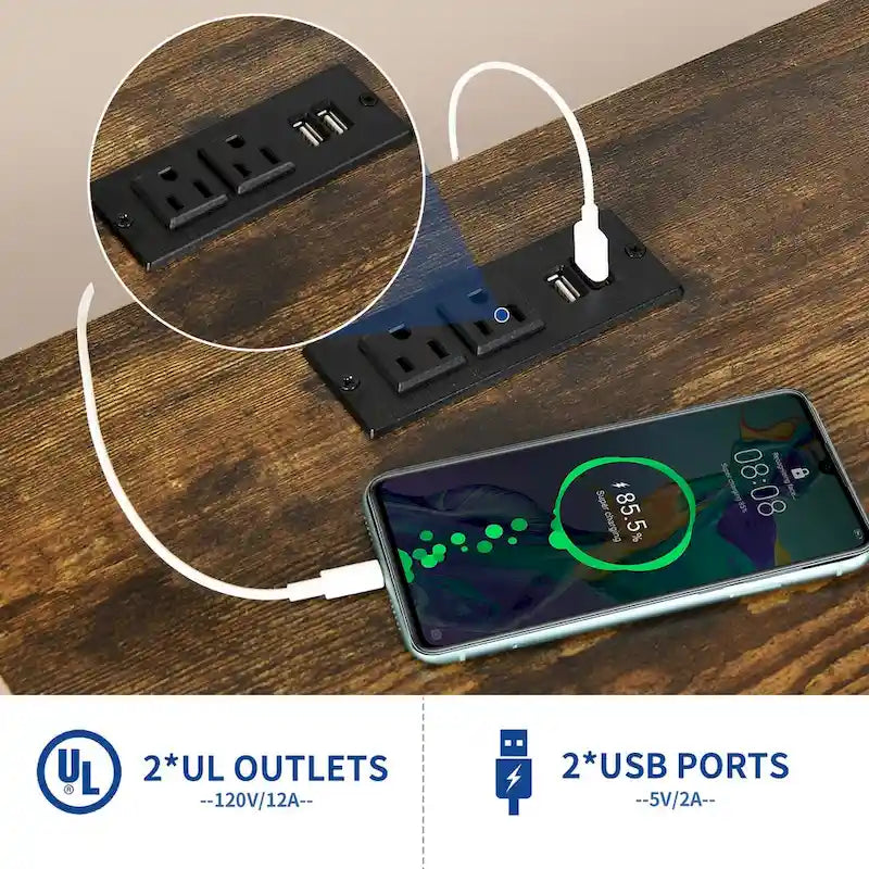 Classeur mobile 3 tiroirs avec éclairage LED et station de recharge, compatible avec les formats A4/Lettre