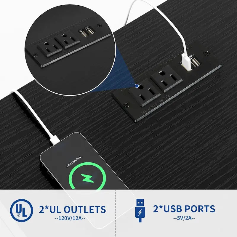 Classeur mobile 3 tiroirs avec éclairage LED et station de recharge, compatible avec les formats A4/Lettre