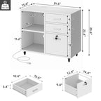 Classeur mobile 3 tiroirs avec éclairage LED et station de recharge, compatible avec les formats A4/Lettre