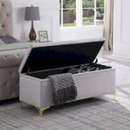 Ensemble de grands bancs de rangement, bancs 2 en 1 avec garniture cloutée, bancs en velours capitonné avec pieds dorés, supporte 113 kg