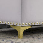 Ensemble de grands bancs de rangement, bancs 2 en 1 avec garniture cloutée, bancs en velours capitonné avec pieds dorés, supporte 113 kg