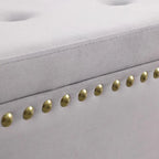 Ensemble de grands bancs de rangement, bancs 2 en 1 avec garniture cloutée, bancs en velours capitonné avec pieds dorés, supporte 113 kg