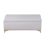 Ensemble de grands bancs de rangement, bancs 2 en 1 avec garniture cloutée, bancs en velours capitonné avec pieds dorés, supporte 113 kg