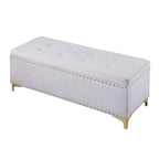 Ensemble de grands bancs de rangement, bancs 2 en 1 avec garniture cloutée, bancs en velours capitonné avec pieds dorés, supporte 113 kg