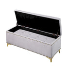Ensemble de grands bancs de rangement, bancs 2 en 1 avec garniture cloutée, bancs en velours capitonné avec pieds dorés, supporte 113 kg