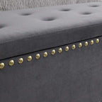 Ensemble de grands bancs de rangement, bancs 2 en 1 avec garniture cloutée, bancs en velours capitonné avec pieds dorés, supporte 113 kg