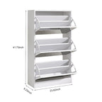 Meuble à chaussures étroit avec miroir, range-chaussures fin en bois à 3 niveaux pour maison et appartement, blanc